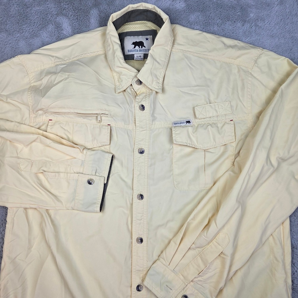 Dakota Grizzly Fishing Shirt Mens L Long Sleeve Ventilated Utility Pale Yellow